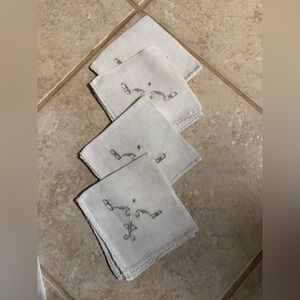 Embroidered White Linen Napkins